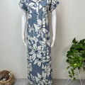 Blue Pleated Style Alpine Fabric Nighty for Women