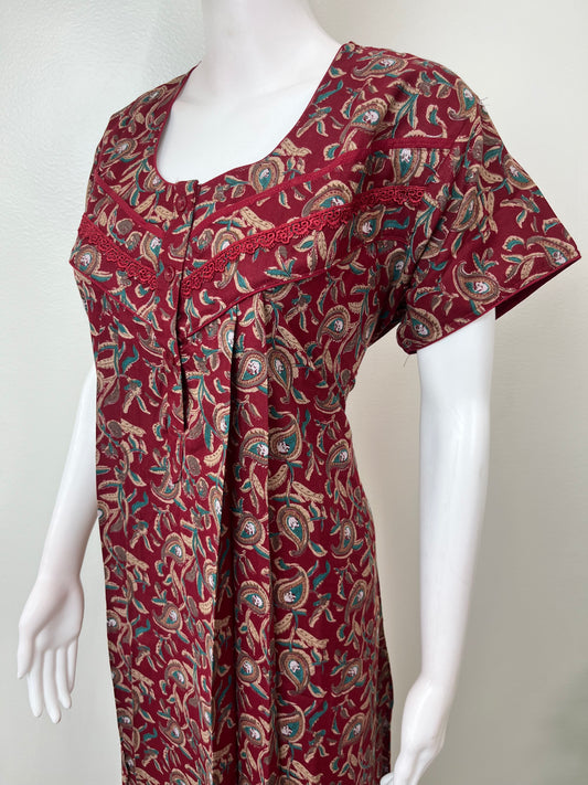 Pleated Style Alpine Fabric Women's Nighty