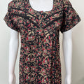 Black Kalamkari Printed Alpine Fabric Nighty
