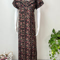 Black Kalamkari Printed Alpine Fabric Nighty