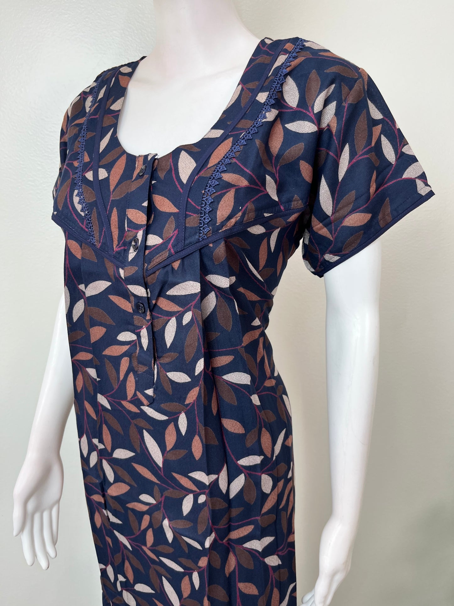 Navy Blue Soft & Breathable Alpine Fabric Nightgown