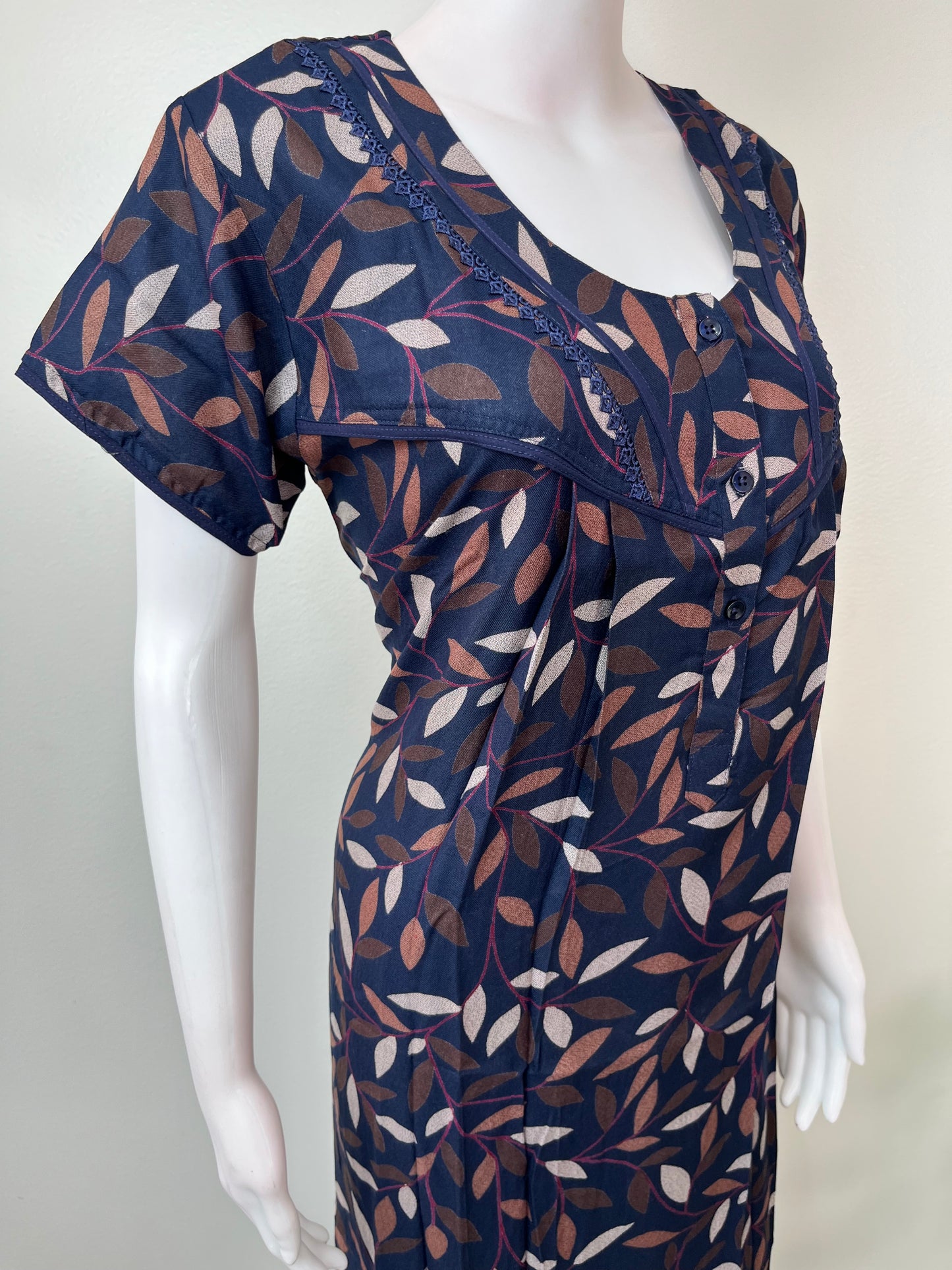 Navy Blue Soft & Breathable Alpine Fabric Nightgown