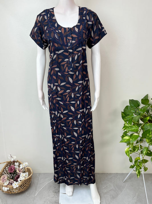 Navy Blue Soft & Breathable Alpine Fabric Nightgown