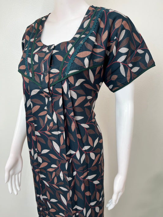 Bottle Green Printed Alpine Fabric Nighty