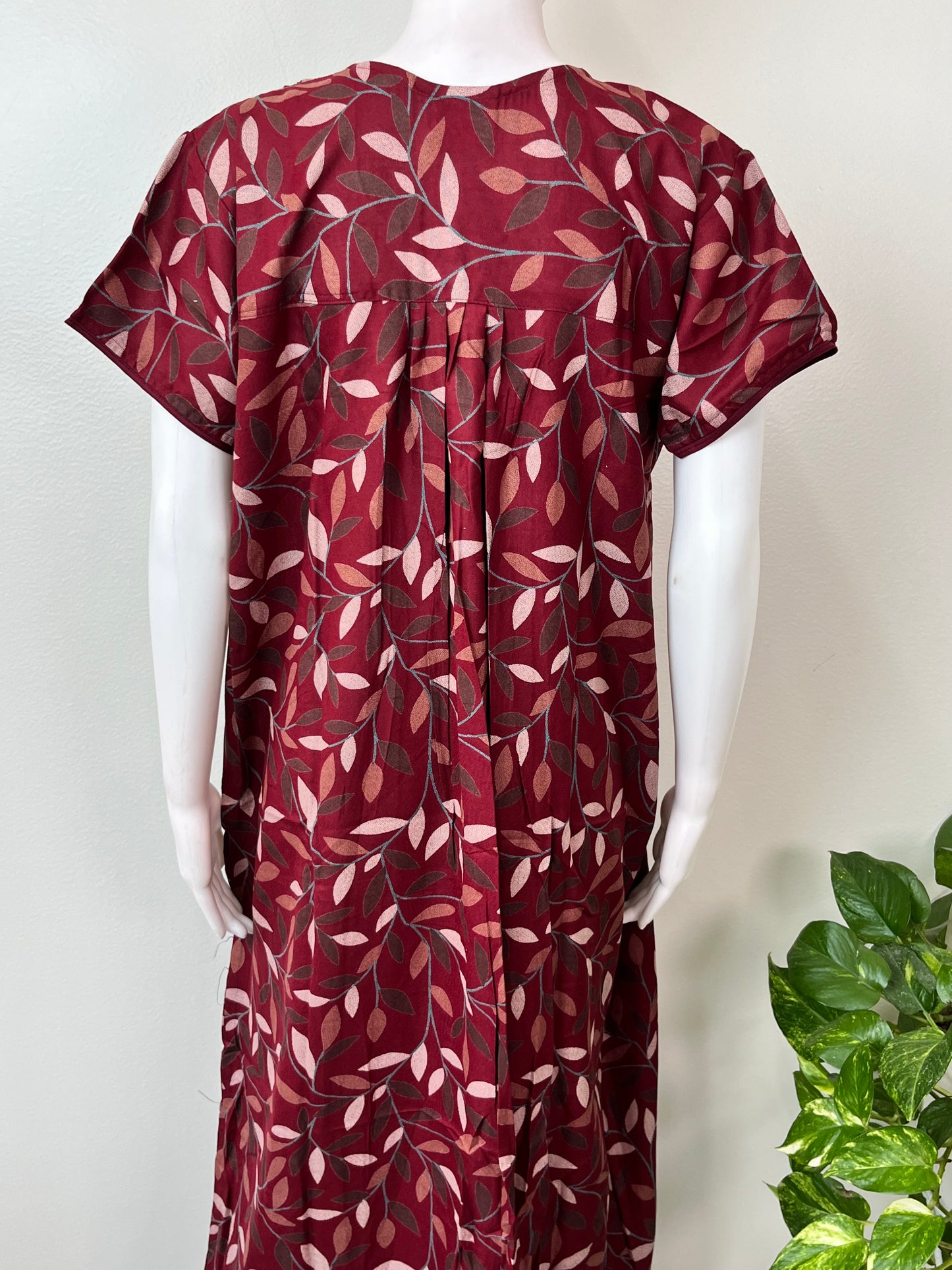 Red Pleated Style Alpine Fabric Nighty