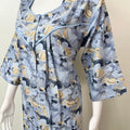 Sky Blue Printed Long Sleeves Alpine Fabric Nighty