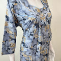 Sky Blue Printed Long Sleeves Alpine Fabric Nighty