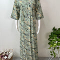 Green Printed 3/4th Sleeves Alpine Fabric Nighty