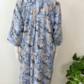 Sky Blue Printed Long Sleeves Alpine Fabric Nighty