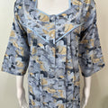 Sky Blue Printed Long Sleeves Alpine Fabric Nighty