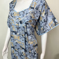 Sky Blue Pleated Style Alpine Fabric Nightgown