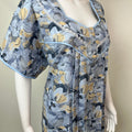 Sky Blue Pleated Style Alpine Fabric Nightgown