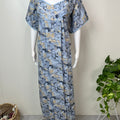 Sky Blue Pleated Style Alpine Fabric Nightgown