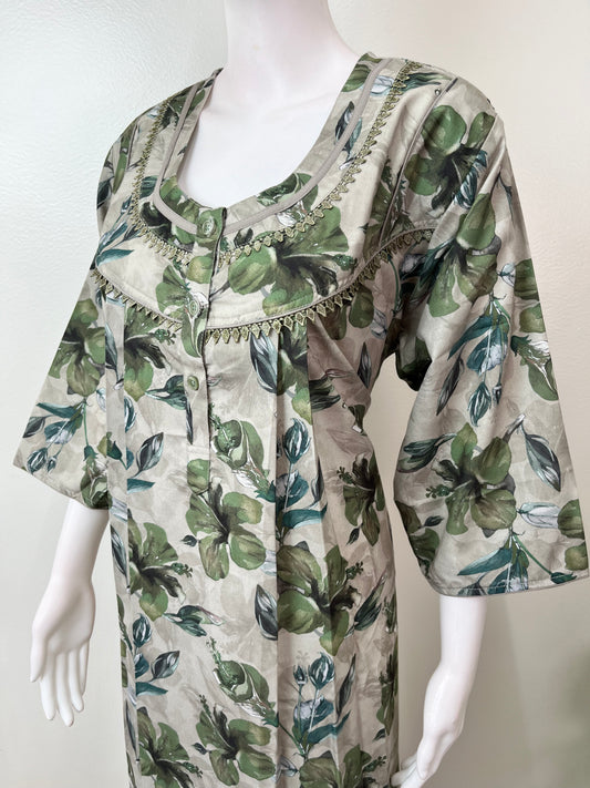 Green Alpine Fabric 3/4th Sleeves Nightgown
