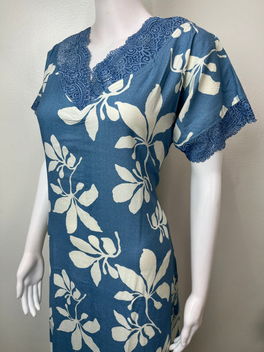 Blue Soft & Breathable Nighty Elegant & Long-Lastin
