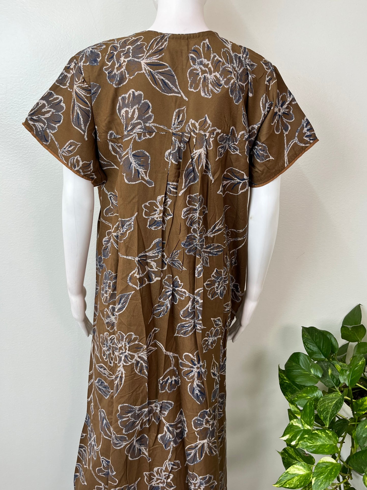 Mustard Floral Printed Alpine Fabric Nighty