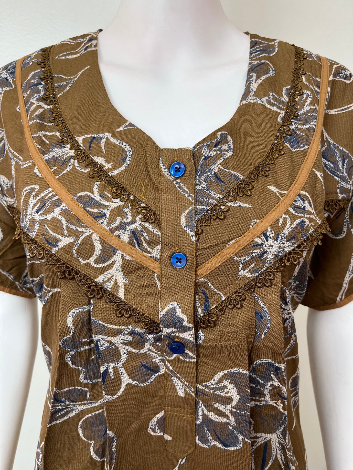 Mustard Floral Printed Alpine Fabric Nighty