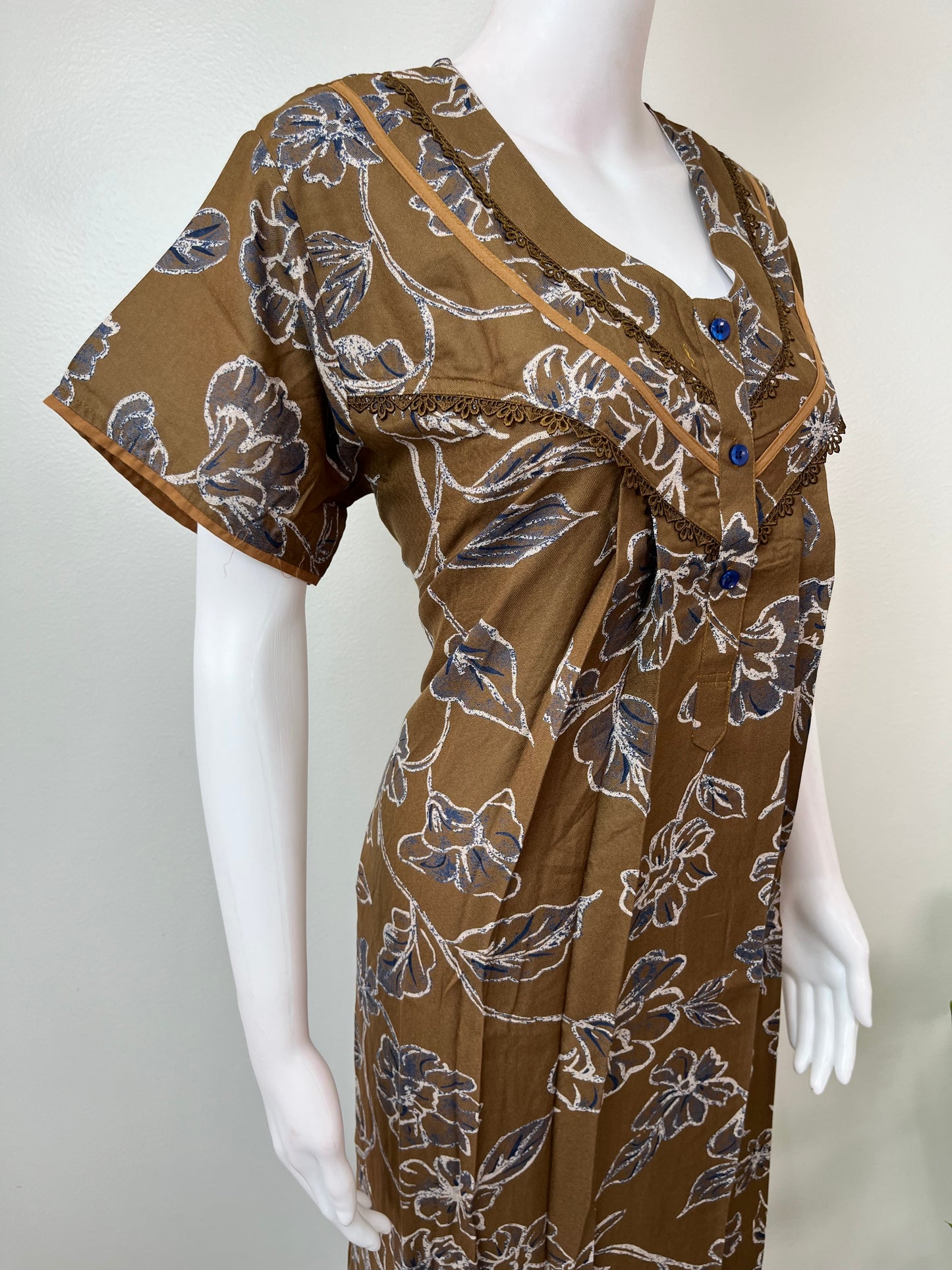 Mustard Floral Printed Alpine Fabric Nighty