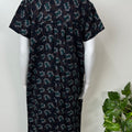 Navy Blue Printed Alpine Fabric Nightgown