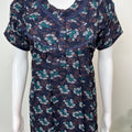 Navy Blue Printed Alpine Fabric Nightgown