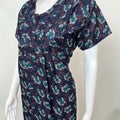 Navy Blue Printed Alpine Fabric Nightgown