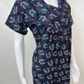 Navy Blue Printed Alpine Fabric Nightgown