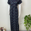 Navy Blue Printed Alpine Fabric Nightgown