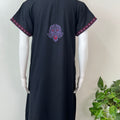 Black Graceful Alpine Fabric Nighty with Embroidery