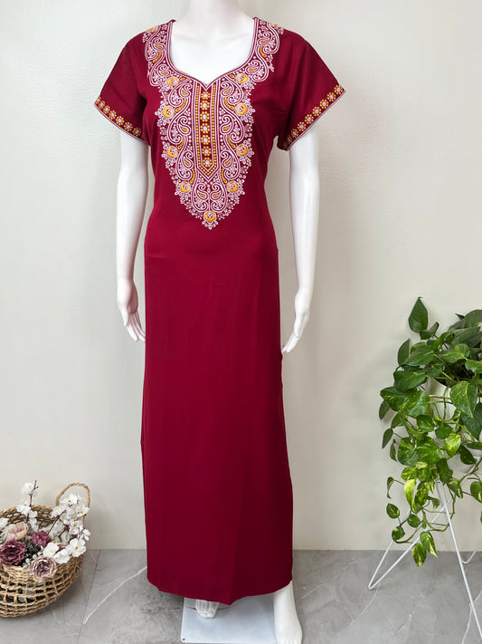 Maroon Luxury in Every Thread- Alpine Nightgown