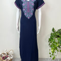 Navy Blue Premium Alpine Fabric Embroidered Nightgown