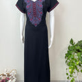 Black Graceful Alpine Fabric Nighty with Embroidery