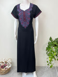 Black Graceful Alpine Fabric Nighty with Embroidery