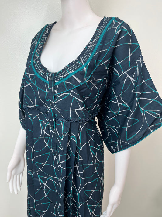 Teal Digital Print Alpine Fabric Nightgown