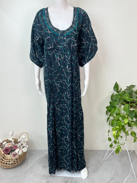 Teal Digital Print Alpine Fabric Nightgown