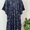 Navy Blue Pleated Style Alpine Fabric Nighty