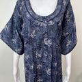 Navy Blue Pleated Style Alpine Fabric Nighty