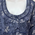 Navy Blue Pleated Style Alpine Fabric Nighty
