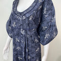Navy Blue Pleated Style Alpine Fabric Nighty
