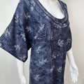 Navy Blue Pleated Style Alpine Fabric Nighty