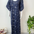 Navy Blue Pleated Style Alpine Fabric Nighty