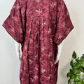 Maroon Pleated Alpine Fabric Nighty