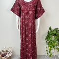 Maroon Pleated Alpine Fabric Nighty