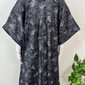 Black Floral Printed Alpine Fabric Nightgown