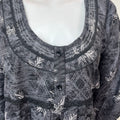 Black Floral Printed Alpine Fabric Nightgown