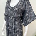 Black Floral Printed Alpine Fabric Nightgown