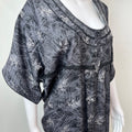 Black Floral Printed Alpine Fabric Nightgown
