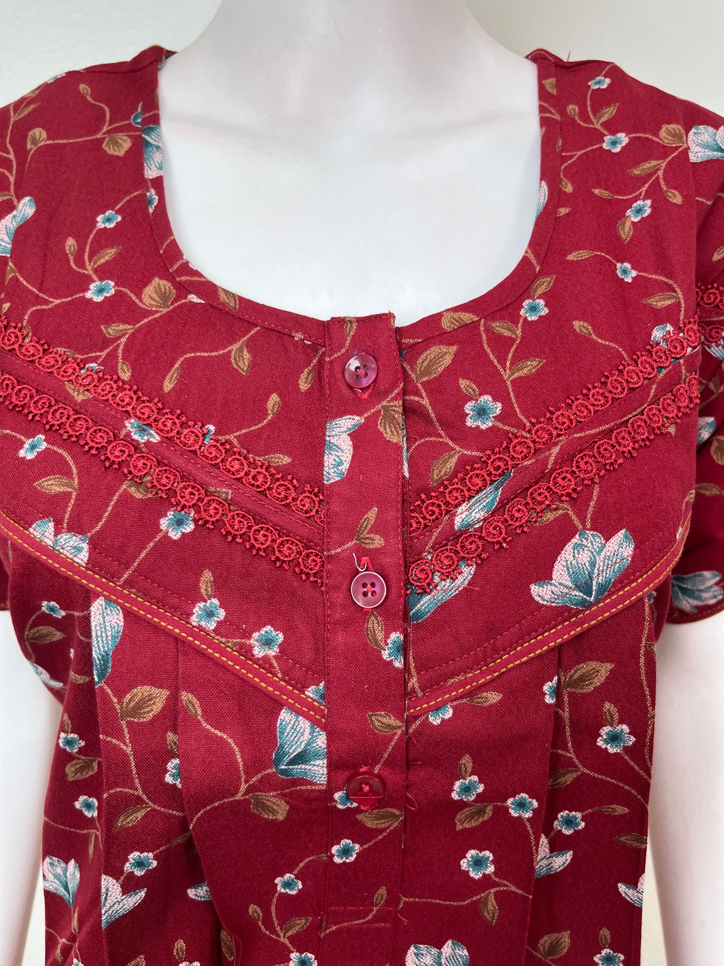 Red Soft & Breathable Alpine Fabric Nightgown