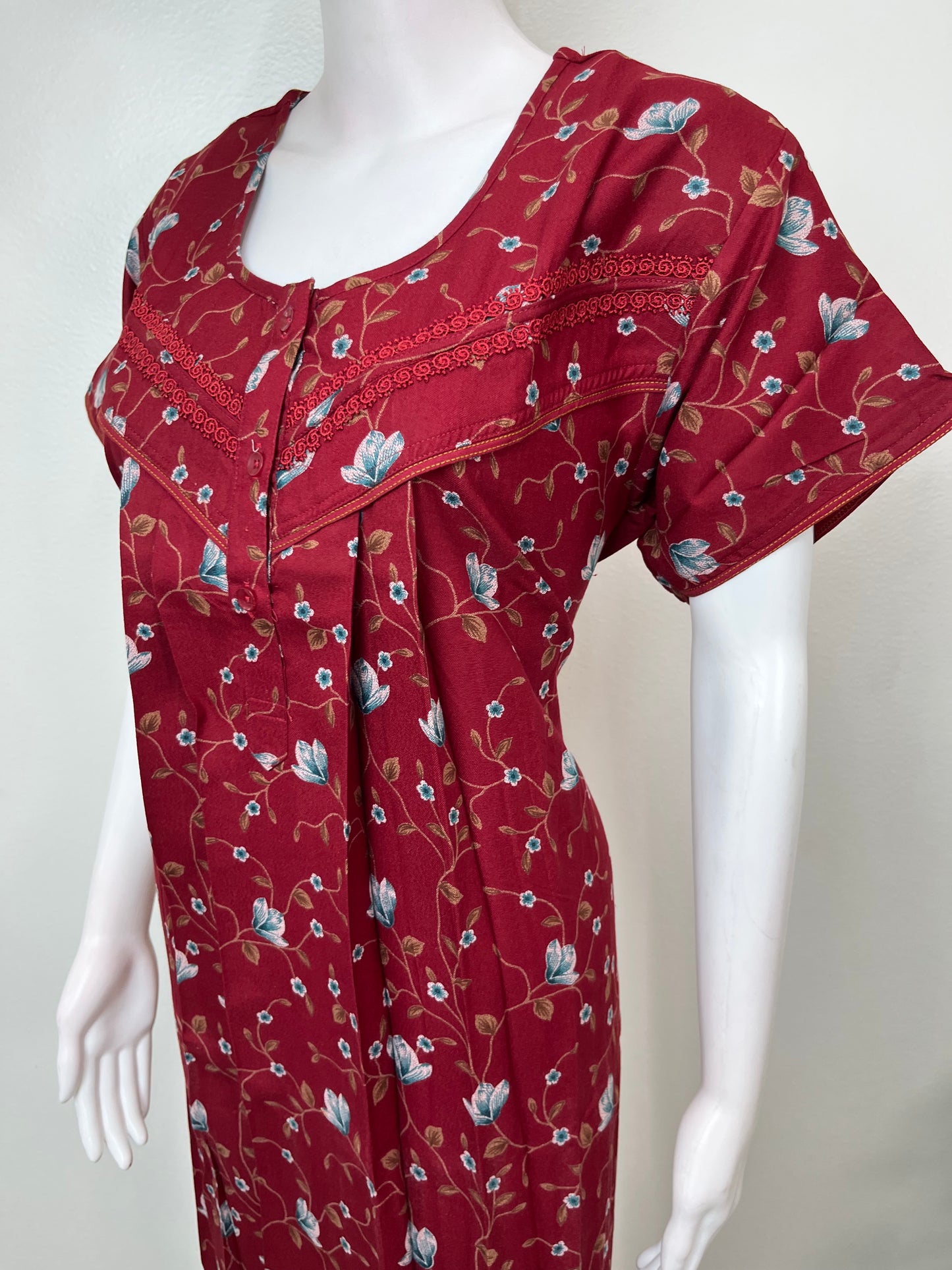 Red Soft & Breathable Alpine Fabric Nightgown