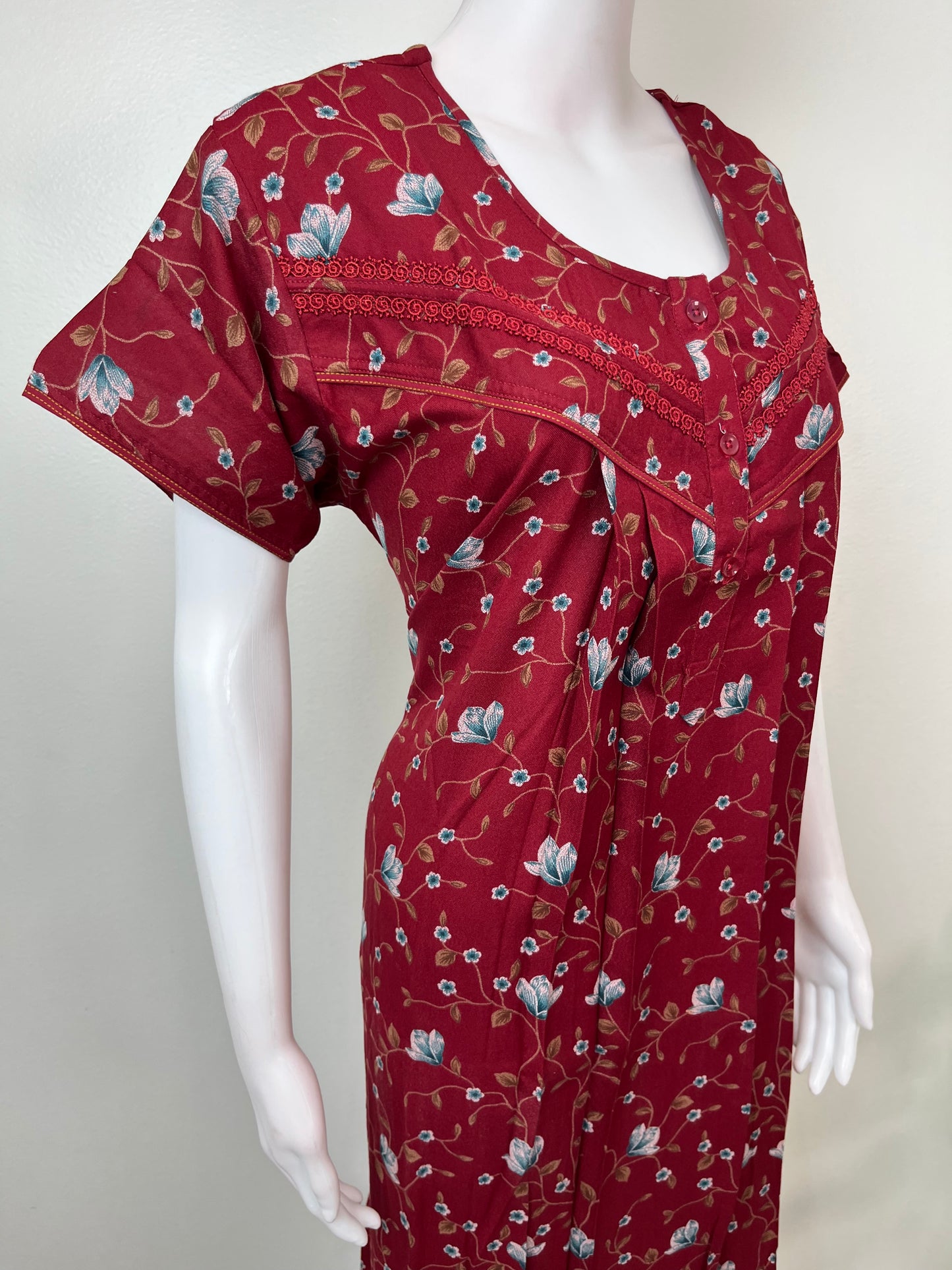 Red Soft & Breathable Alpine Fabric Nightgown