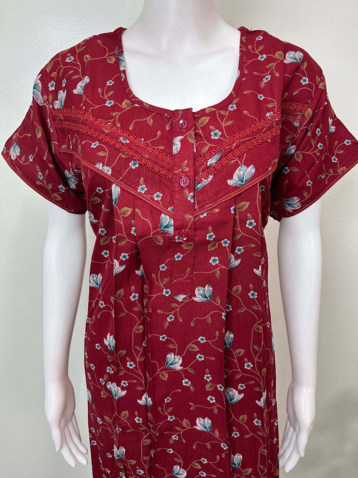 Red Soft & Breathable Alpine Fabric Nightgown